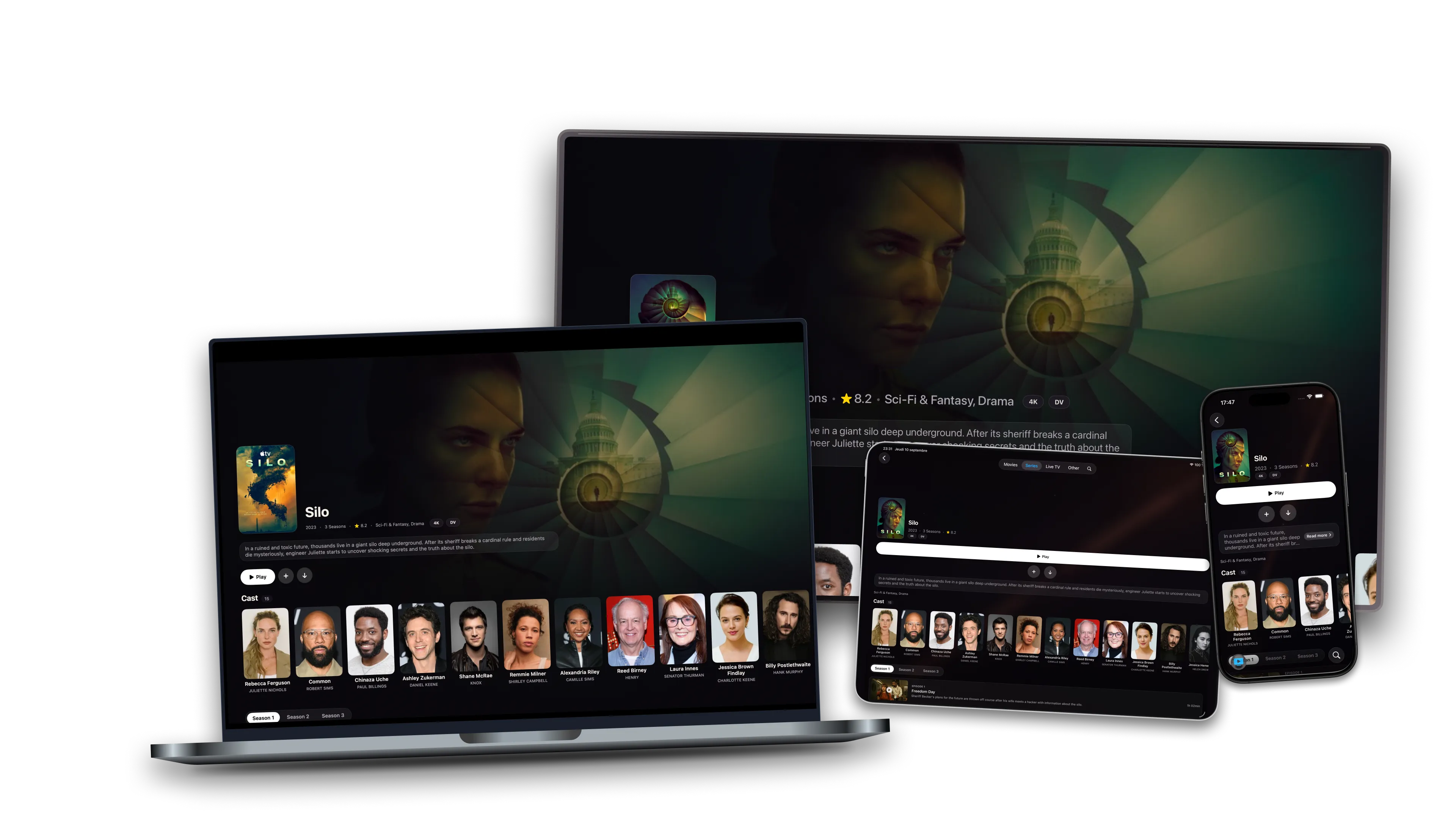 Supernova open at once on Mac, iPad, iPhone and Apple TV, on the Silo series page